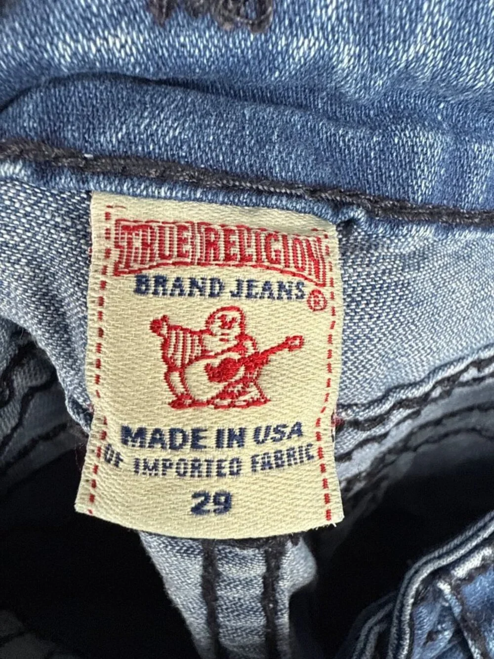 TRUE RELIGION Vintage Billy Super T Cotton Stretch Low Rise Bootcut Blue Jean 29 - Picture 4 of 5